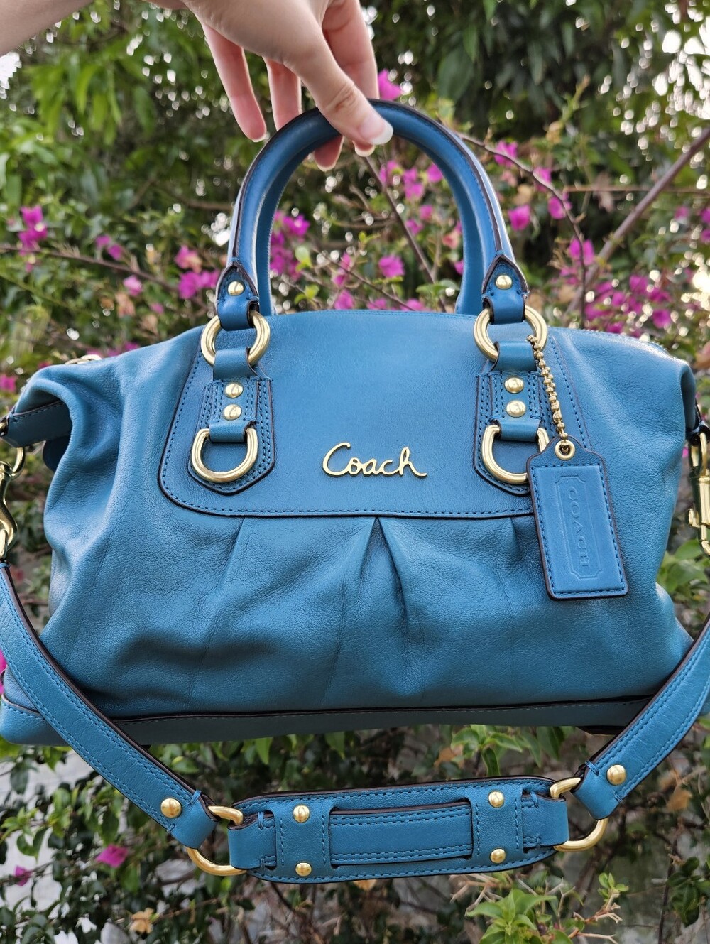 Coach Y2K Ashley Convertible Satchel Turqouise/Blue F15445